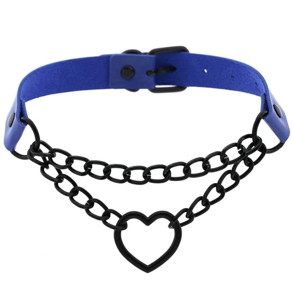 Chained Heart Gothic Leather Choker