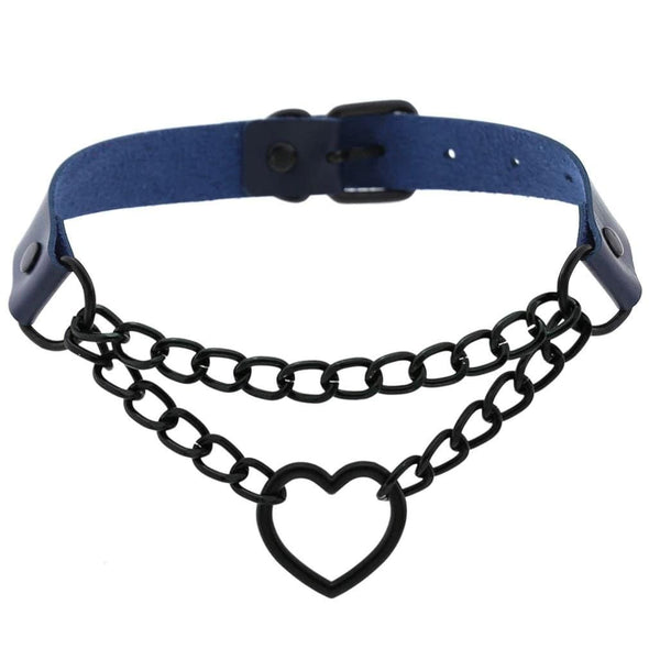 Chained Heart Gothic Leather Choker